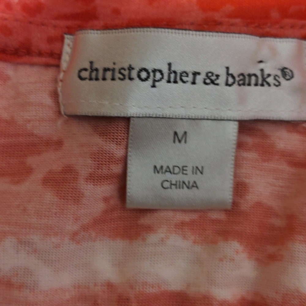 Christopher & Banks orange and white t-shirt - Picture 3 of 6